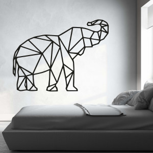 XMOM geschnitzt Bild an der Wand geometrische Formen Elefant PR0236 schwarz