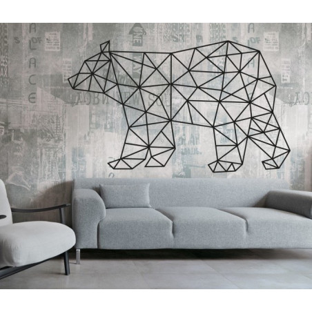 SENTOP Geschnitztes Bild an der Wand eines Bären  schwarz