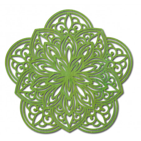 Blumengeschnitztes Mandala-Wandbild aus Holzsperrholz