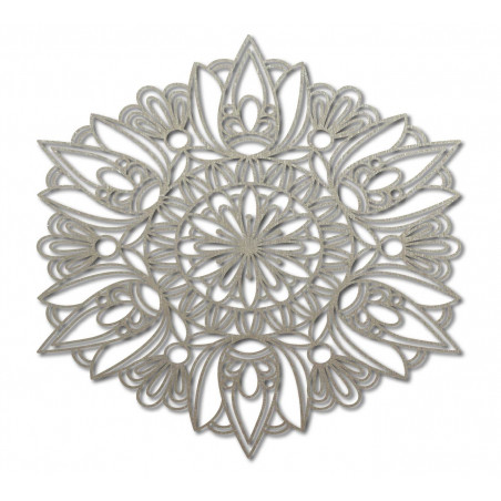 Geschnitztes Mandala-Holzgemälde auf Sperrholzwandrose