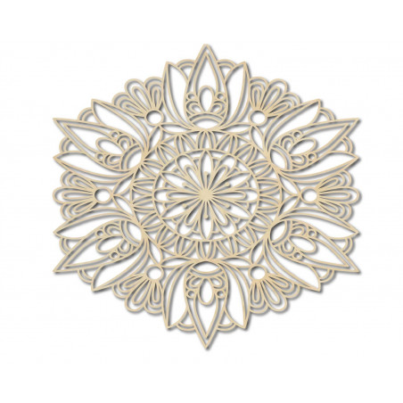 Geschnitztes Mandala-Holzgemälde auf Sperrholzwandrose