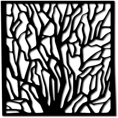 Wanddekoration aus Holz mit Baummotiv im modernen minimalistischen Stil.