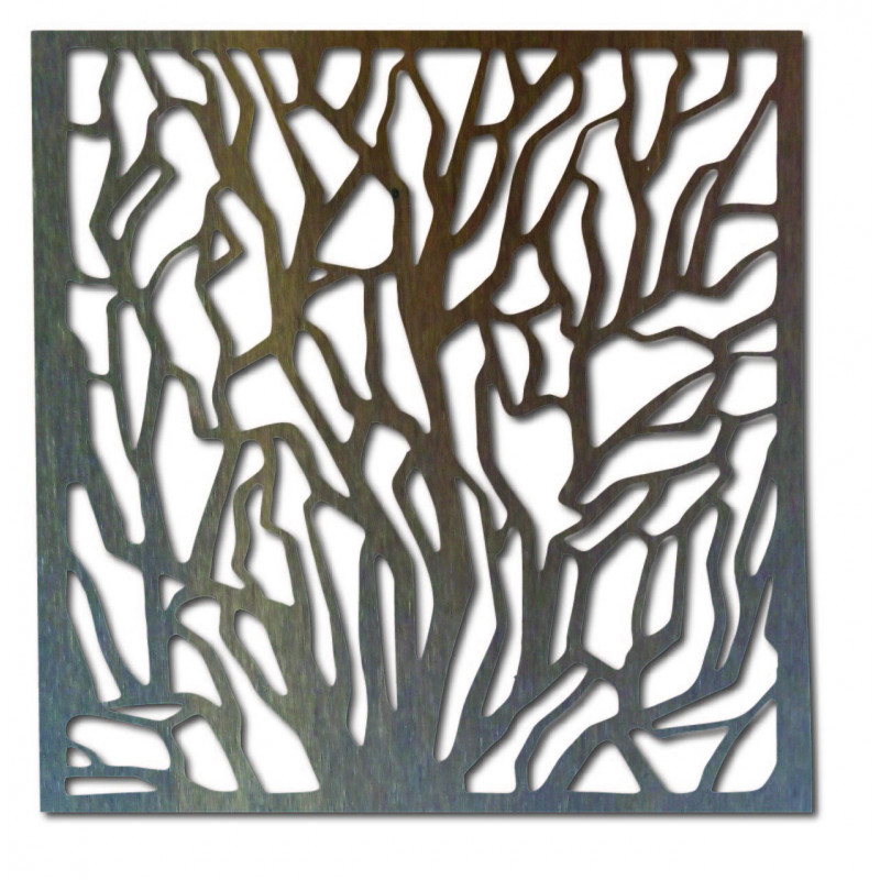 Wanddekoration aus Holz mit Baummotiv im modernen minimalistischen Stil.