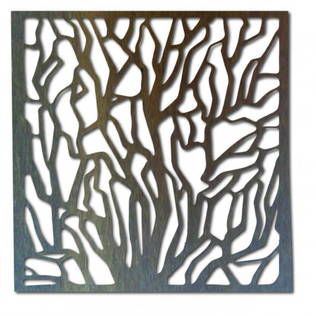 Wanddekoration aus Holz mit Baummotiv im modernen minimalistischen Stil.