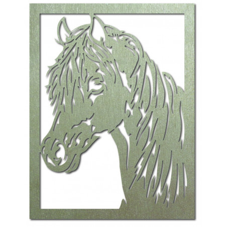 Geschnitztes Wandgemälde aus Holzsperrholz, Pferdekopf