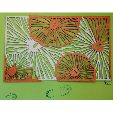 Geschnitztes Bild an der Wand aus Holz Sperrholz orange 3D-Effekt KODJAK