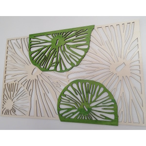 Geschnitztes Bild aus Holzsperrholz Baum Original Pappel, zweite Farbe grün KIWIKI