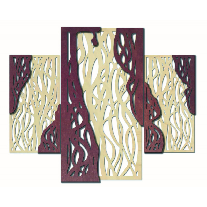 Zauberhaftes Wandbild aus Holz-Sperrholz, FLORALIS, Rückseite aus Pappelholz (Original), Vorderseite in Ihrer Wunschfarbe