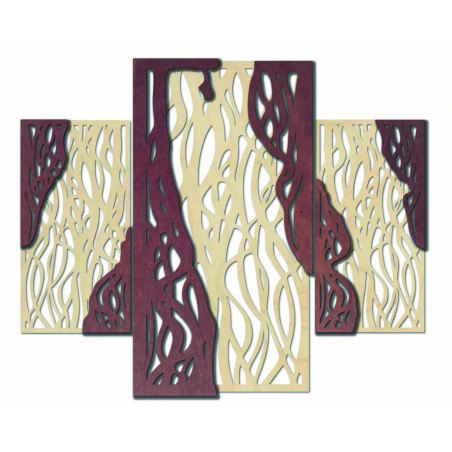 Zauberhaftes Wandbild aus Holz-Sperrholz, FLORALIS, Rückseite aus Pappelholz (Original), Vorderseite in Ihrer Wunschfarbe