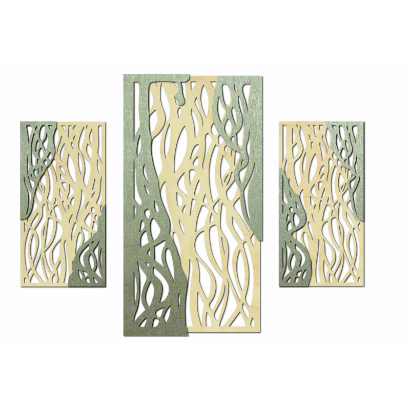 Zauberhaftes Wandbild aus Holz-Sperrholz, FLORALIS, Rückseite aus Pappelholz (Original), Vorderseite in Ihrer Wunschfarbe