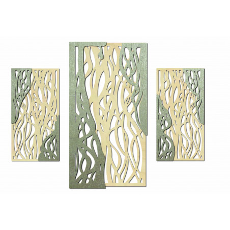 Zauberhaftes Wandbild aus Holz-Sperrholz, FLORALIS, Rückseite aus Pappelholz (Original), Vorderseite in Ihrer Wunschfarbe
