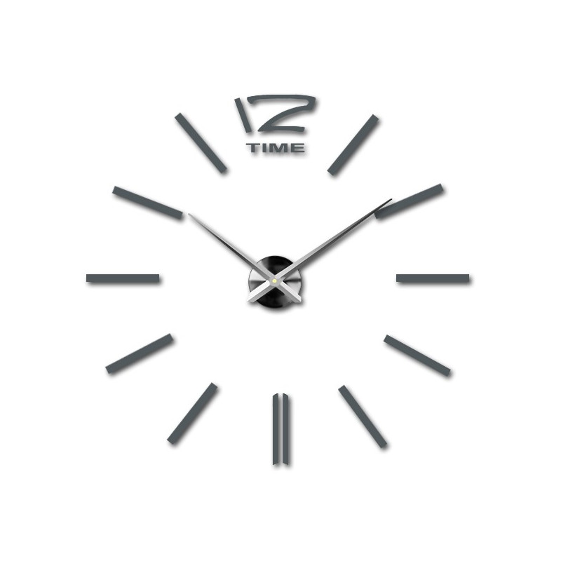 Moderne Uhr mit zwölf Uhr und einer stilvollen TIME-Aufschrift darunter.