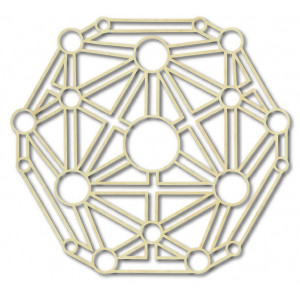 Geometrische Malerei auf einer Wand aus Holzsperrholz 2