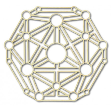 Geometrische Malerei auf einer Wand aus Holzsperrholz