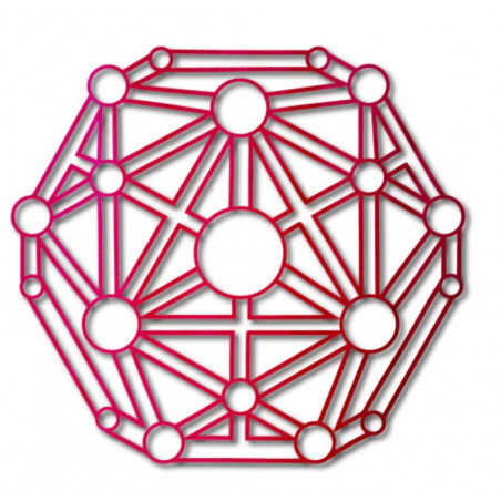 Geometrische Malerei auf einer Wand aus Holzsperrholz
